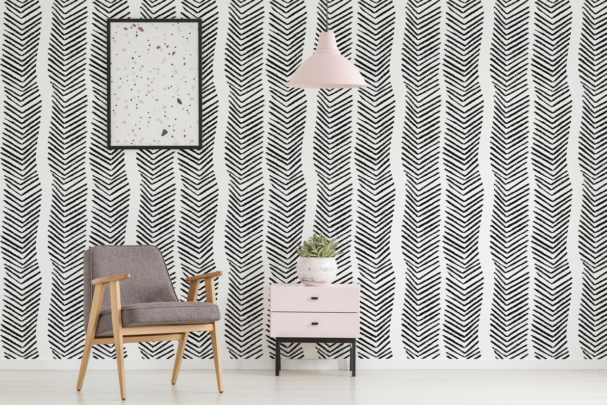 Raw Edge Herringbone Wallpaper