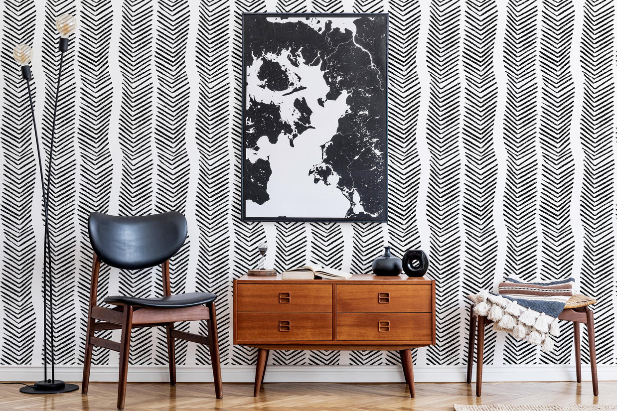 Raw Edge Herringbone Wallpaper