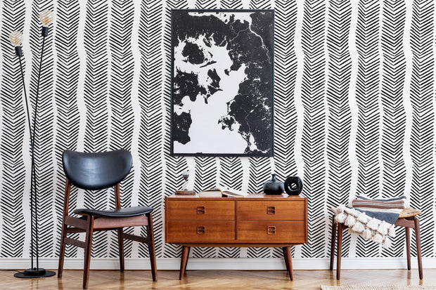 Raw Edge Herringbone Wallpaper