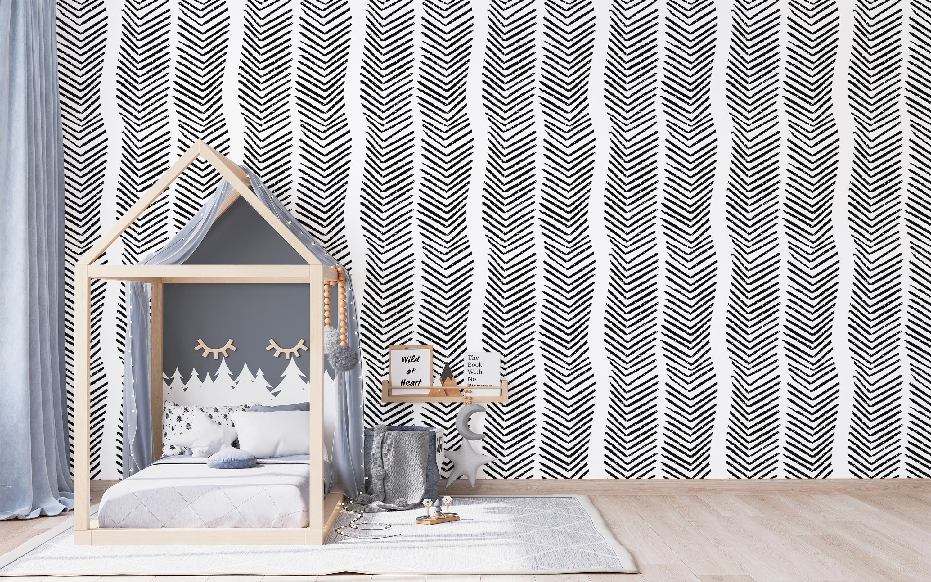 Raw Edge Herringbone Wallpaper