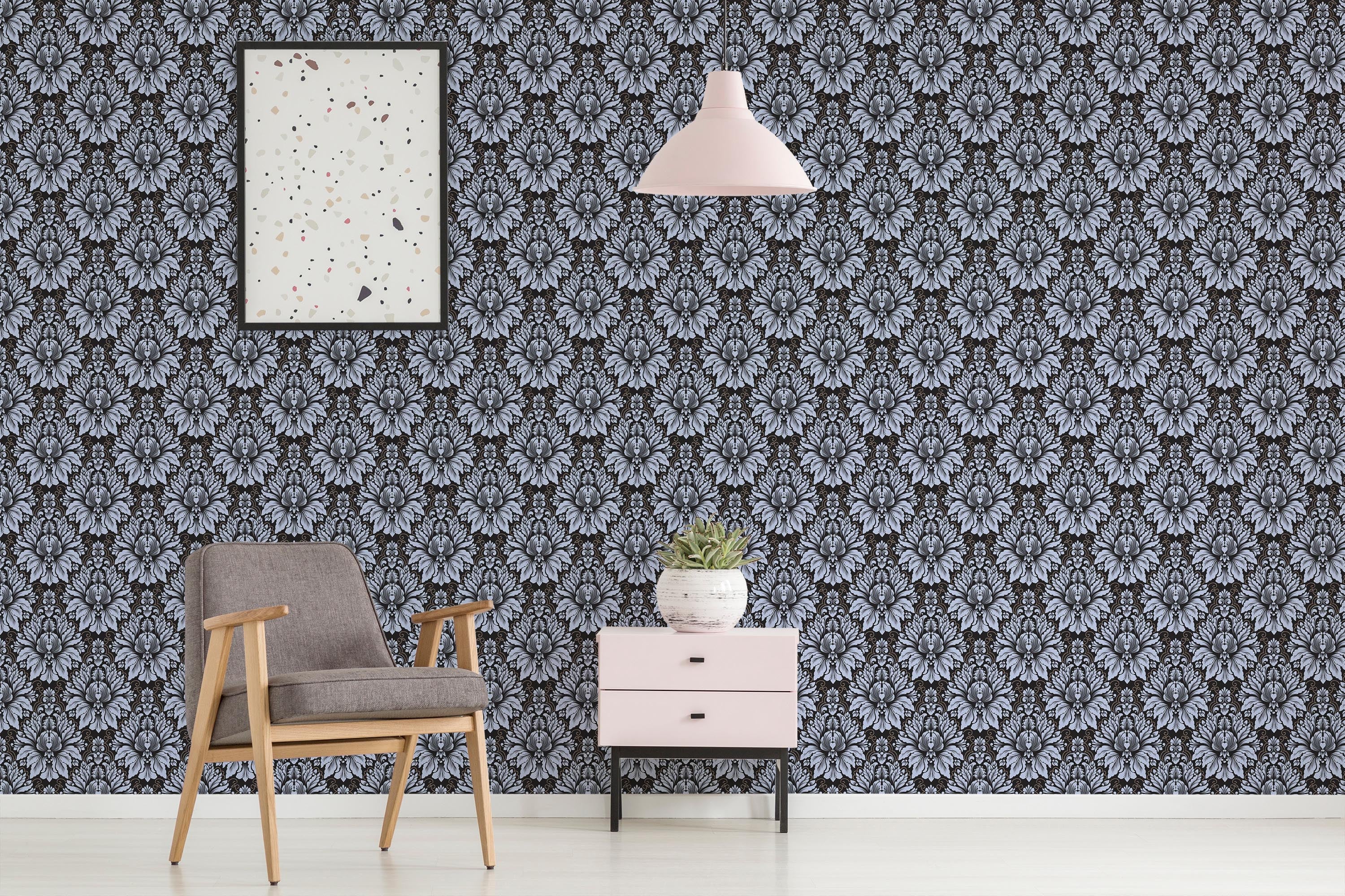 Retro Damask Wallpaper