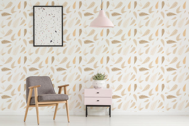 Ferns In Beige Wallpaper