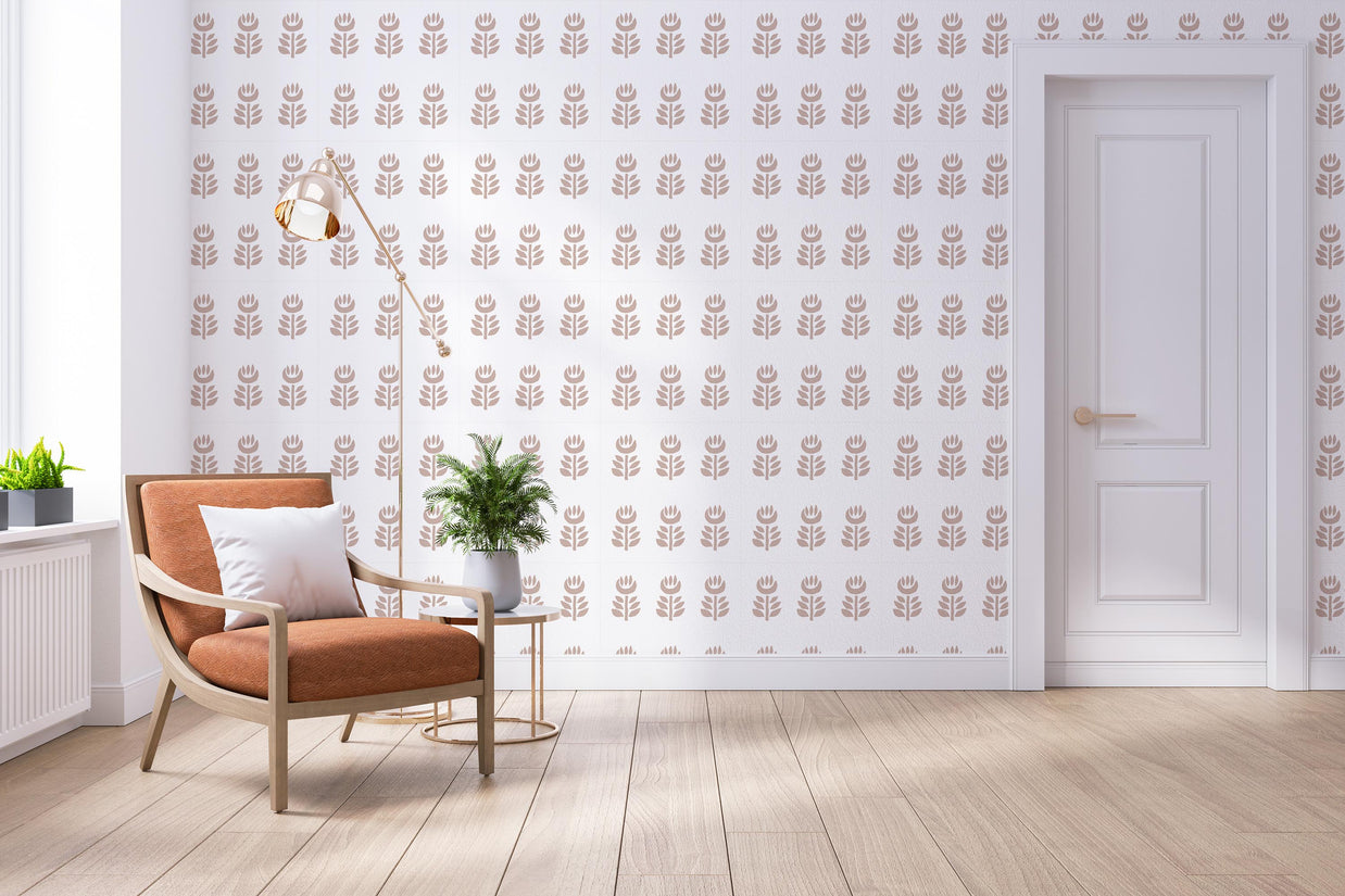 Rustic Terracotta Floral Wallpaper