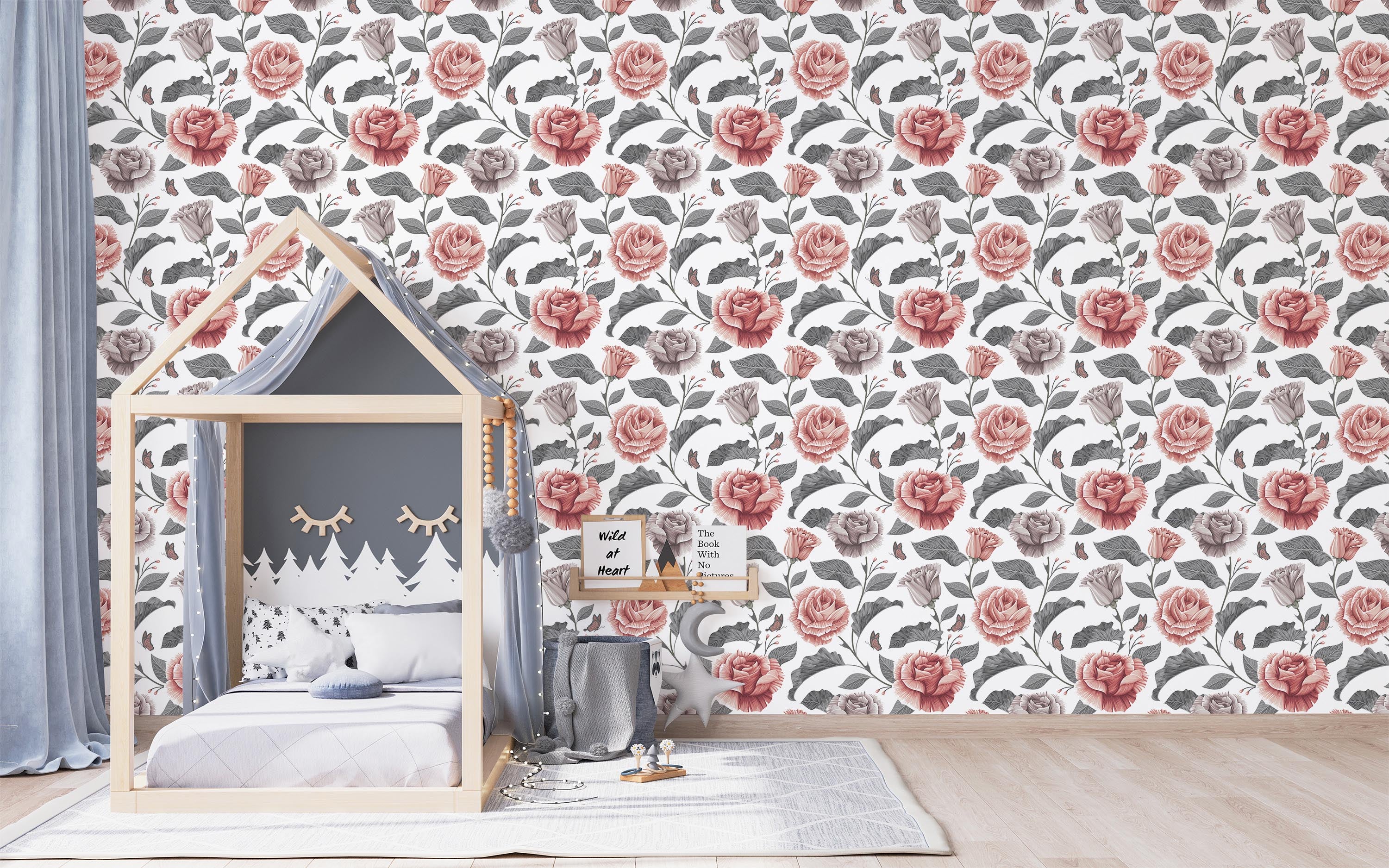 Soft Pink And Gray Rose Wallpaper