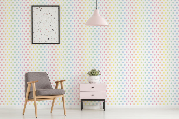 Playful Rainbow Polka Dot Wallpaper