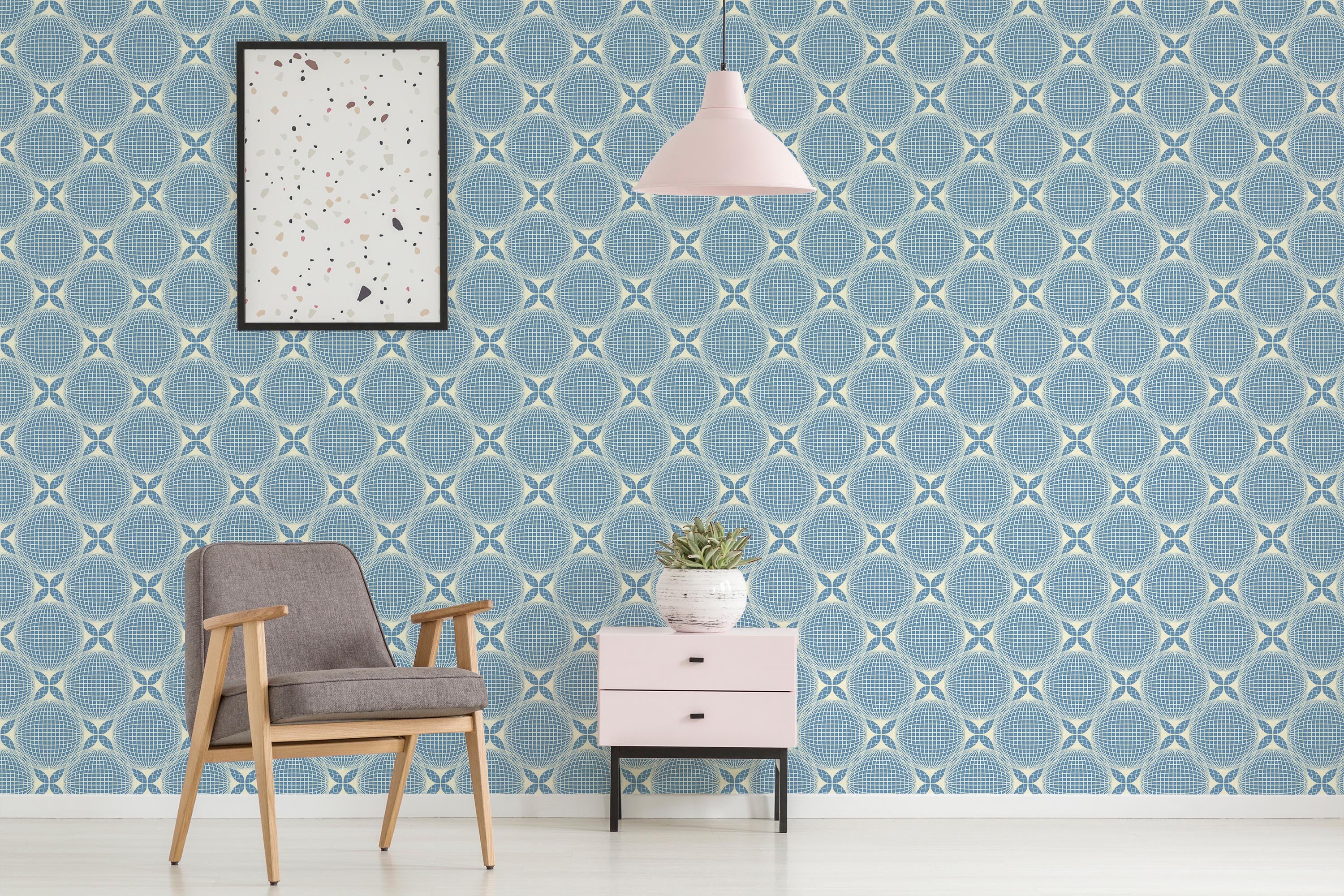 Circular Blue Geometric Wallpaper