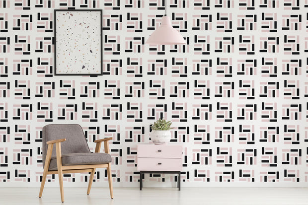 Pink And Black Geometric Wallpaper