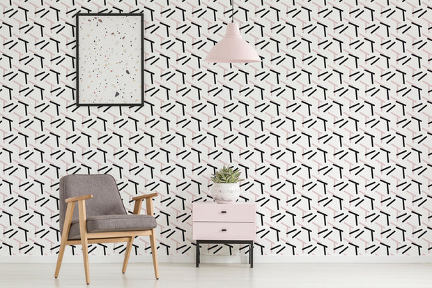 Pink And Black Shapes Wallpaper