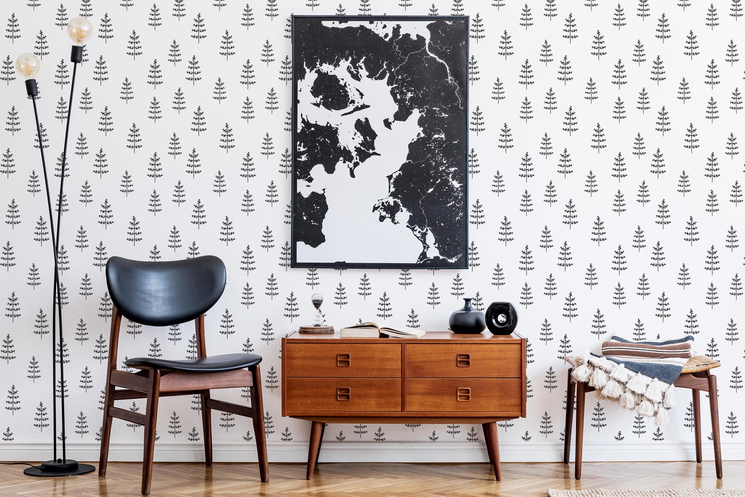 Modernist Fir Tree Wallpaper