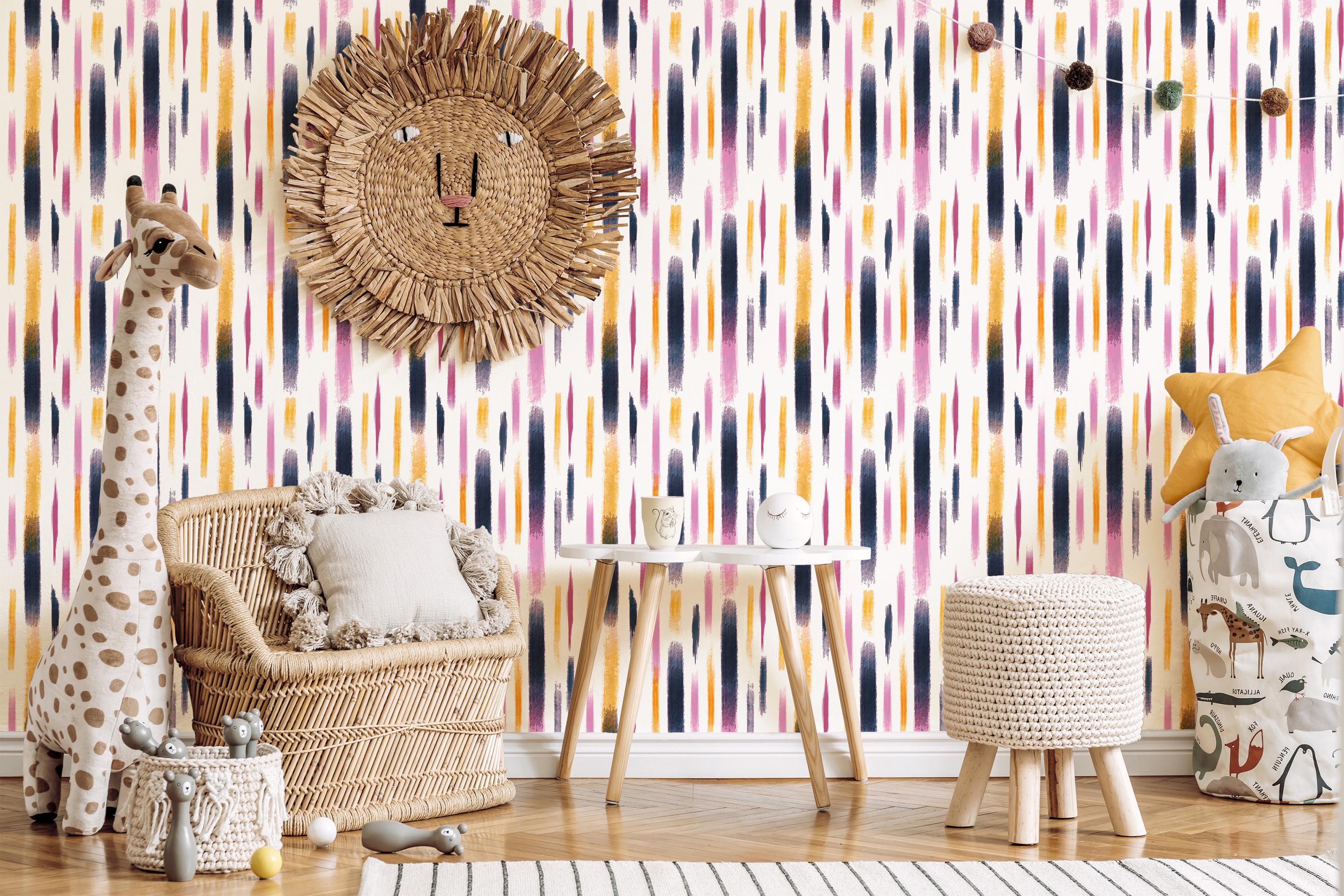 Playful Retro Brushstrokes Wallpaper