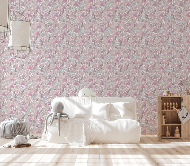 Rose And Sand Floral Swirl Wallpaper