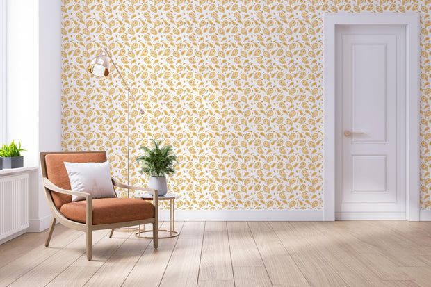 Golden Paisley Dreams Wallpaper