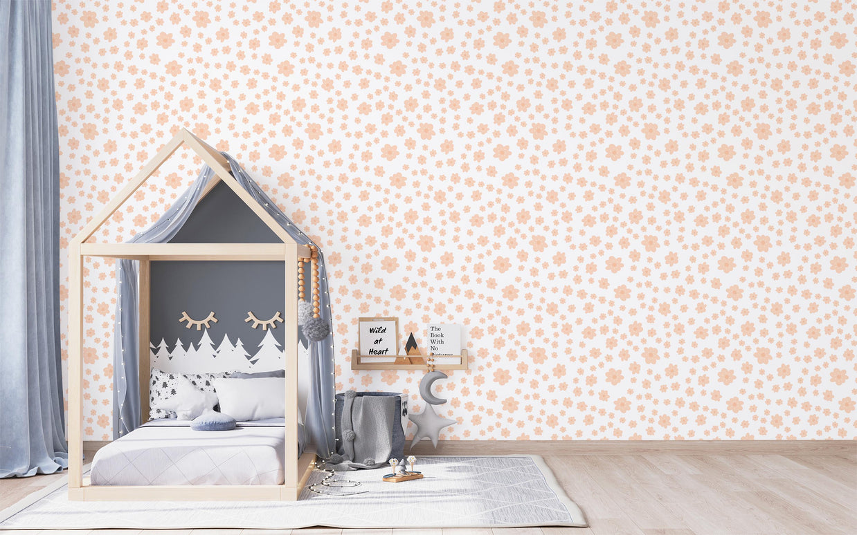 Orange Vintage Blossom Wallpaper