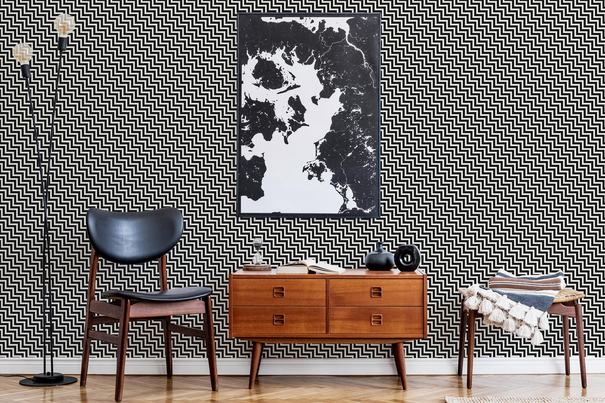 Slanted Herringbone Wallpaper