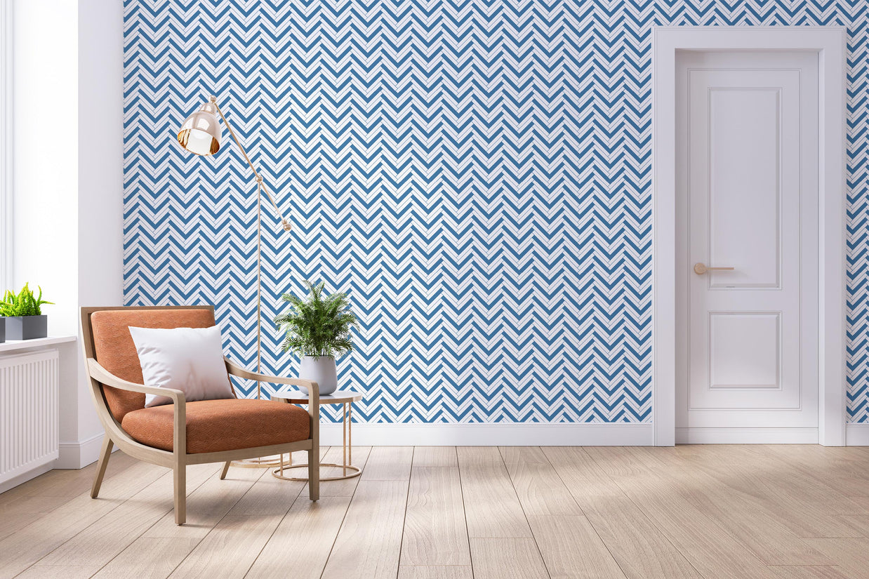 Ocean Waves Herringbone Wallpaper