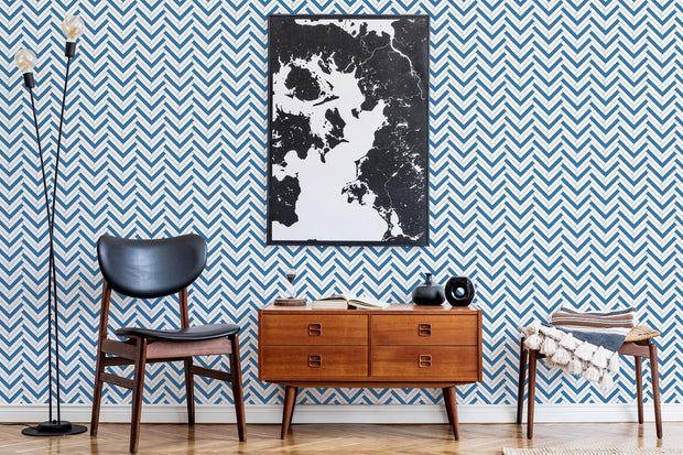 Ocean Waves Herringbone Wallpaper