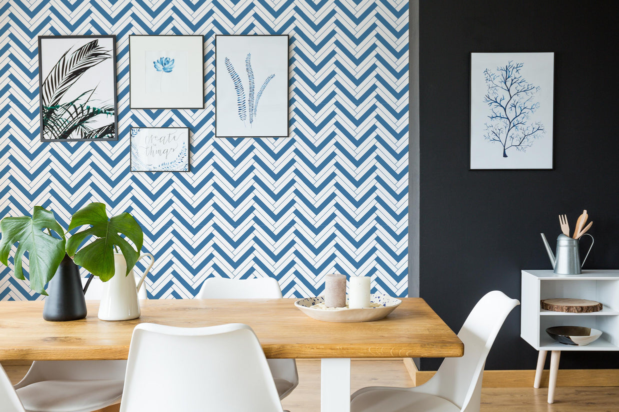 Ocean Waves Herringbone Wallpaper