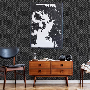 Dark Herringbone Wallpaper