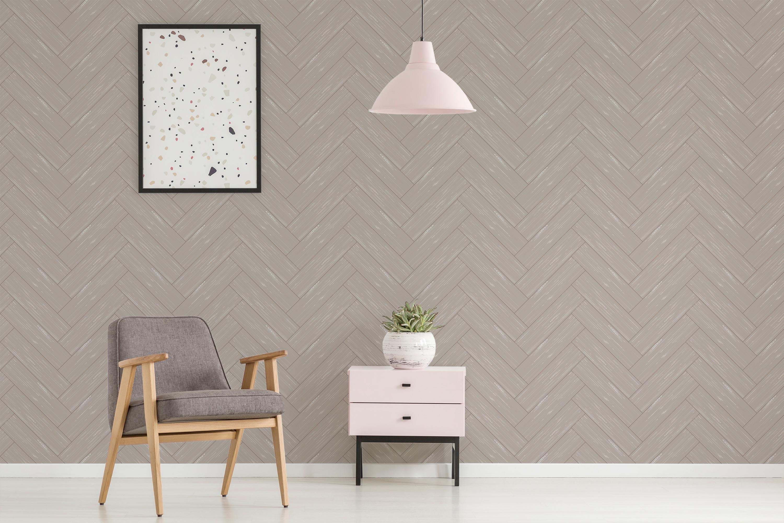 Natural Wood Chevron Wallpaper