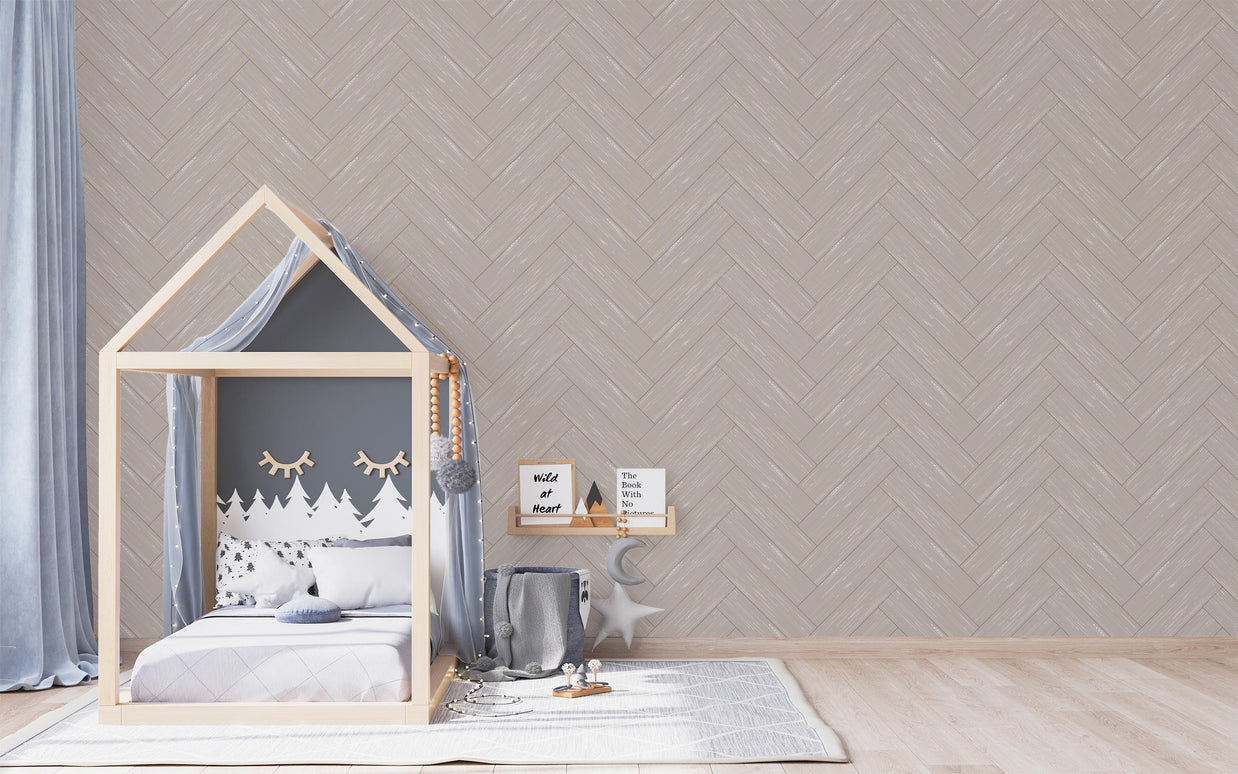 Natural Wood Chevron Wallpaper