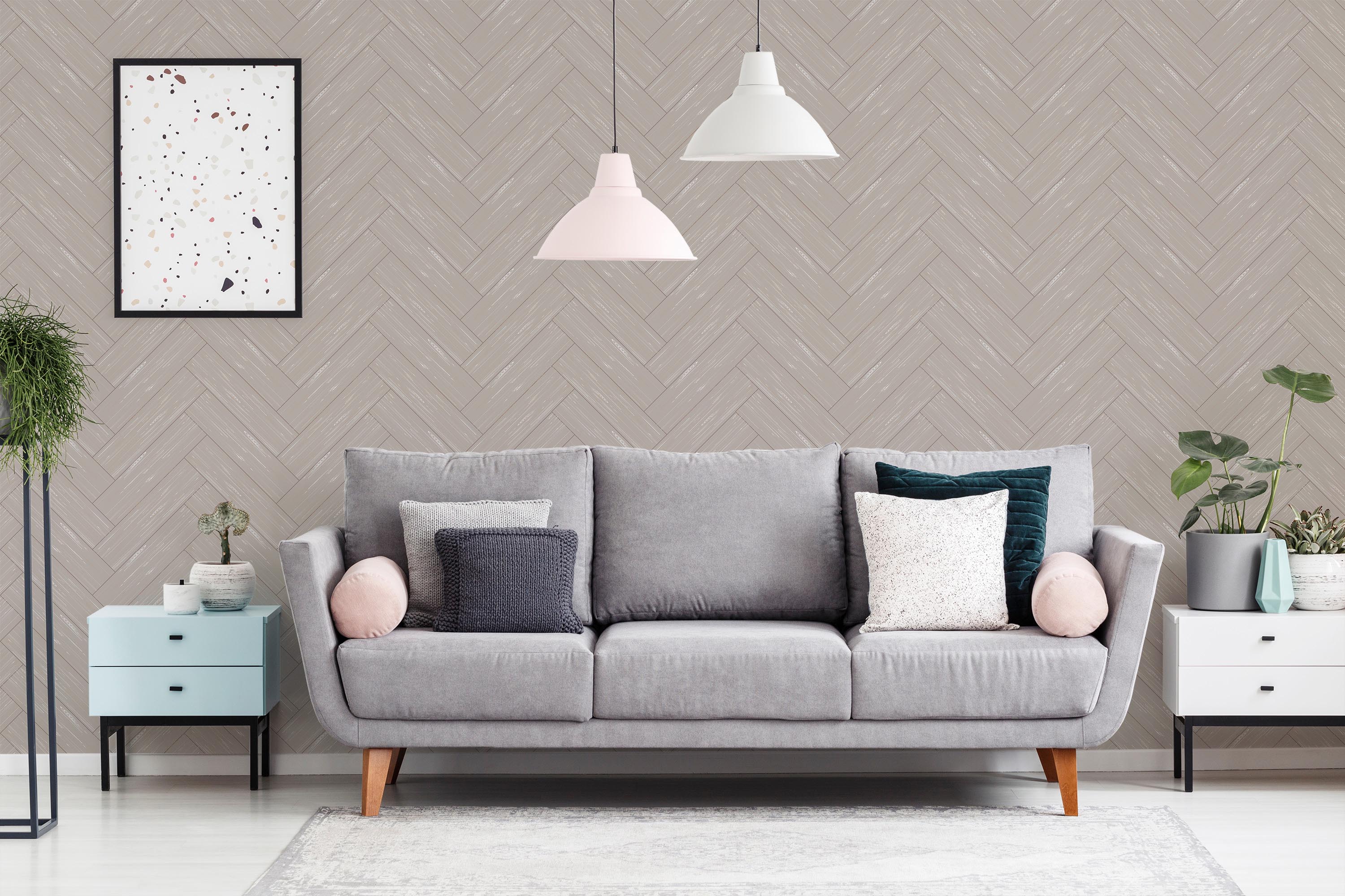 Natural Wood Chevron Wallpaper