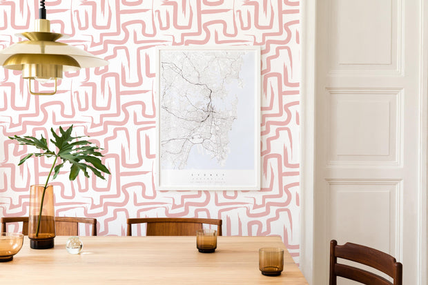 Whimsical Blush Maze Wallpaper