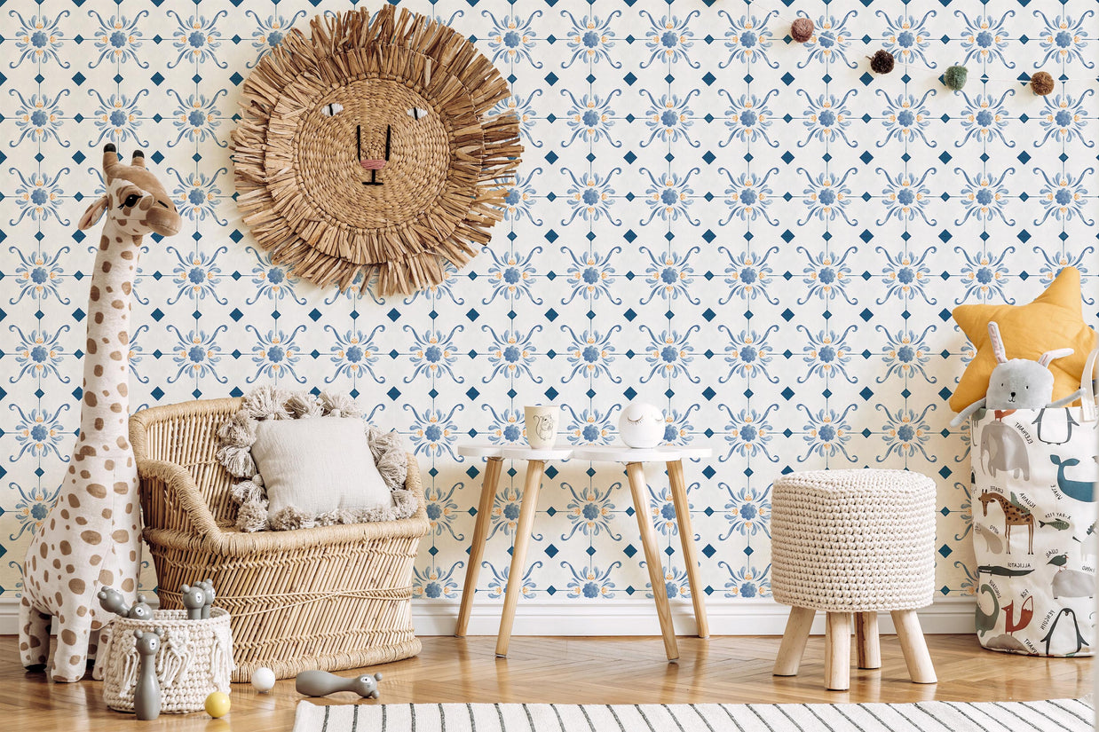 Vintage Tile Pattern Wallpaper